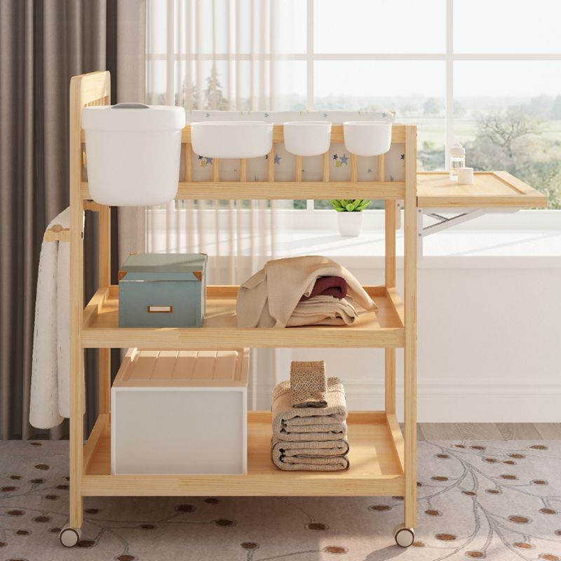 Pine Flat Top Changing Table with Changing Pad 2-in-1 Shelf Baby Changing Table