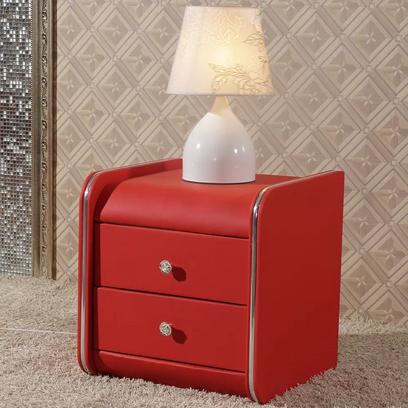 Faux Wood Accent Table Nightstand Contemporary Night Table with Drawers