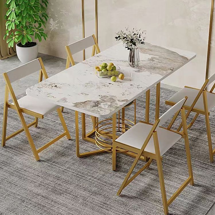 Modern Rectangle Dinette Set 1/2/5 Pieces Foldable Dining Table Set with Sintered Stone