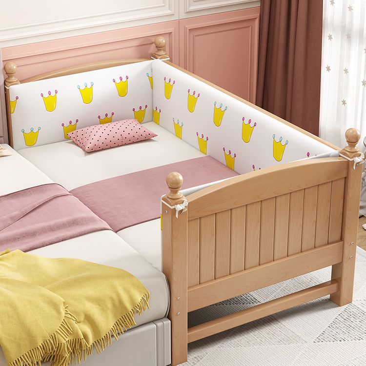 Glam Style Beech Wood Nursery Bed with Mattress and Guardrail