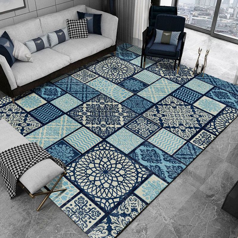 Multi-Color Living Room Rug Persian Floral Indoor Rug Synthetics Pet Friendly Non-Slip Backing Machine Washable Rug