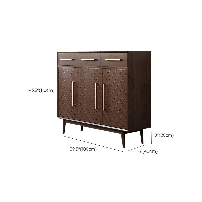 Contemporary Style Solid Wood Sideboard with Cabinets and Drawers