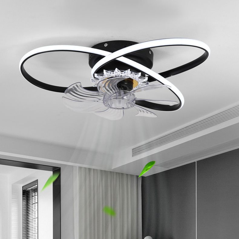 7-Blade LED Ceiling Fan Contemporary Polish Finish Fan with Light for Foyer