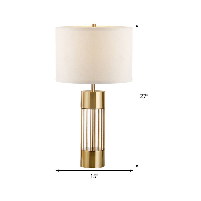 Fabric Shaded Task Light Modern 1 Bulb Gold Small Desk Lamp with Laser Cut Metal Base