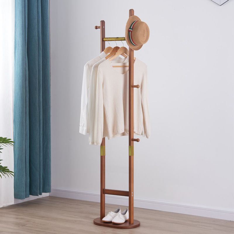 Solid Wood Coat Rack Hooks Hanging Rail Entryway Coat Hanger