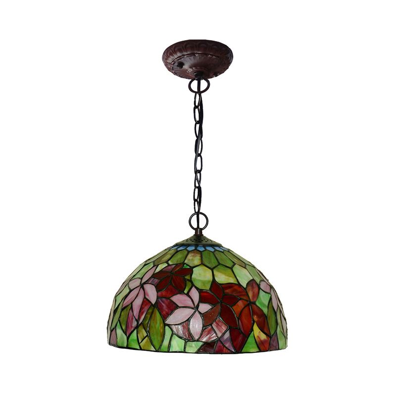 12 "/ 16" de large Black 1/2 lumières lustre d'éclairage de lustre Méditerranéen Red Glass Petal Pendant