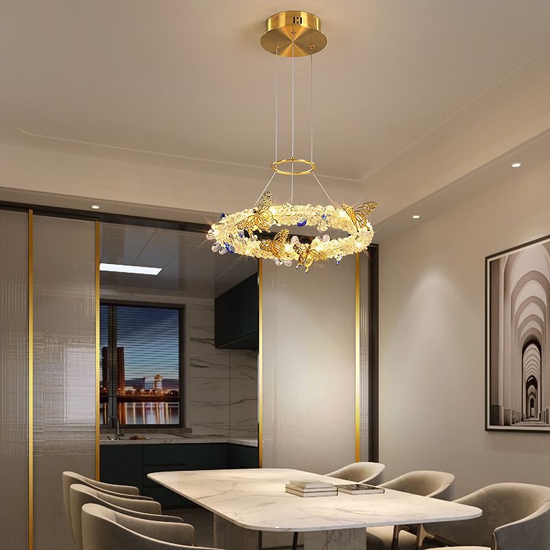 Modern Luxury Style Layered Ring Pendant Lighting Fixtures Crystal Pendant Light for Living Room