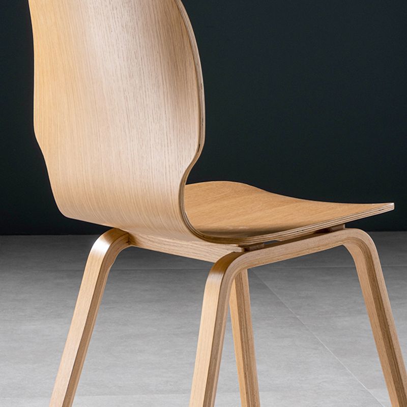 Minimalist Wood Dining Chair for Home Solid Back Armless Dining Chair