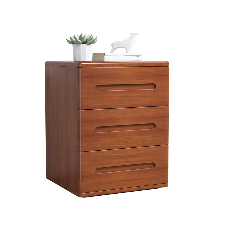 Wooden Nightstand 22.8"Tall 3 - Drawer Nightstand in Brown/ Natural / White