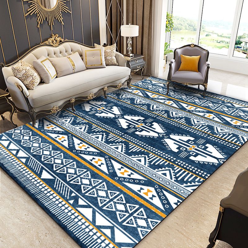 Eclectic Southwestern Area Rug Tribal Totem Polyester Rug Anti-Slip Backing Carpet for Home Decor