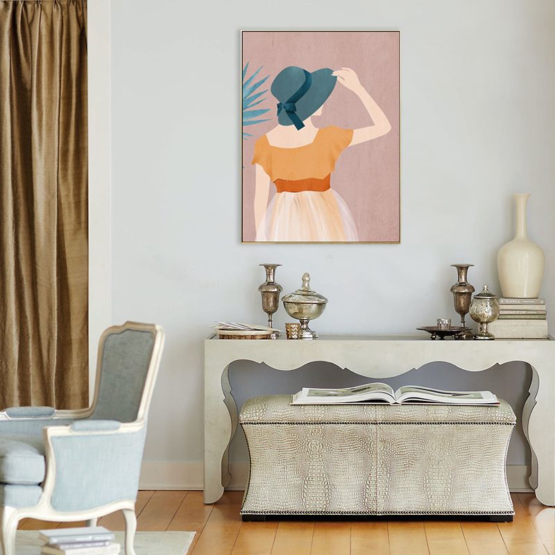 Nordic Figure Drawing Wall Art Pastel Color Textured Canvas Print for Teens Bedroom