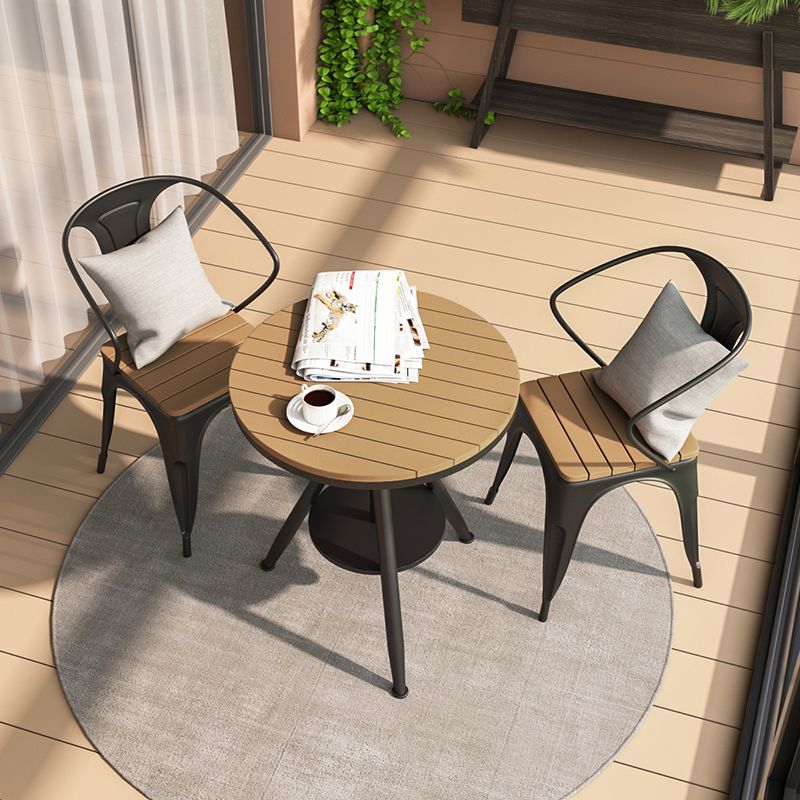 Modern Round Adjustable Height Patio Table Iron Frame Rust Resistant Patio Table