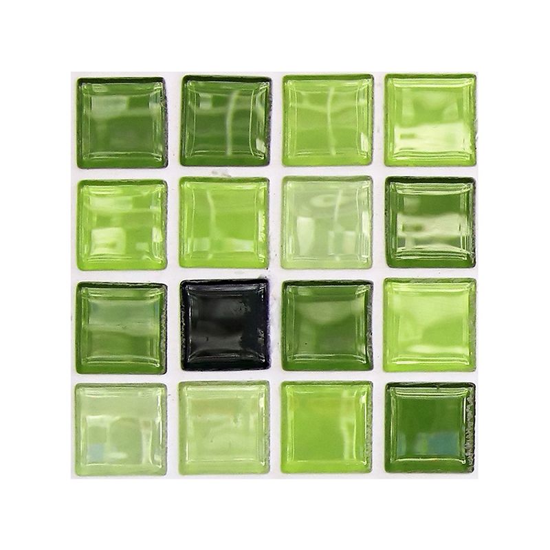 Green Checkered Wallpaper Panels Mosaics Tile Modern Peel and Stick Wall Decor for Kitchen