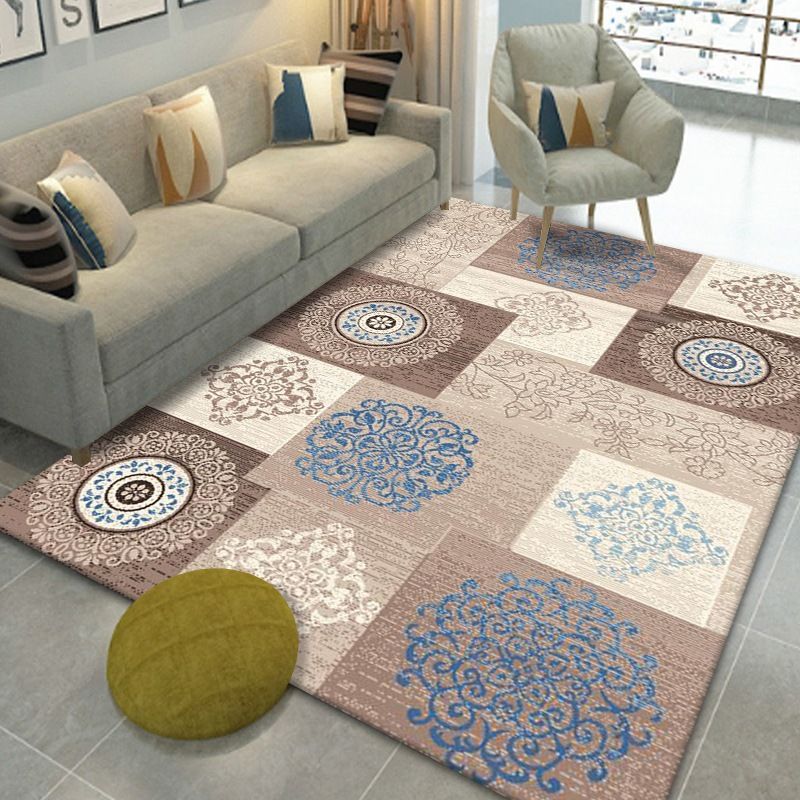 Victorian Pattern Rug Rug Retro Retro Polyester Indoor Carpet Anti-Slip Backing tapis pour décoration domestique