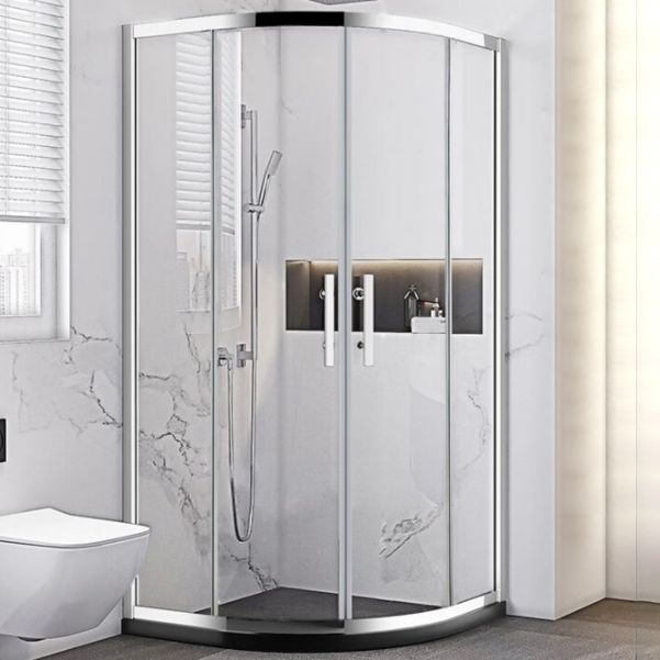 Stainless Steel Frame Tempered Shower Enclosure Round Double Sliding Shower Stall