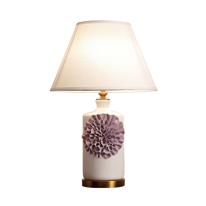 19.5"/23.5" Long 1 Bulb Cone/Bell Table Light Pastoral Sky Blue/Purple/Pink Metal Nightstand Lamp for Bedroom