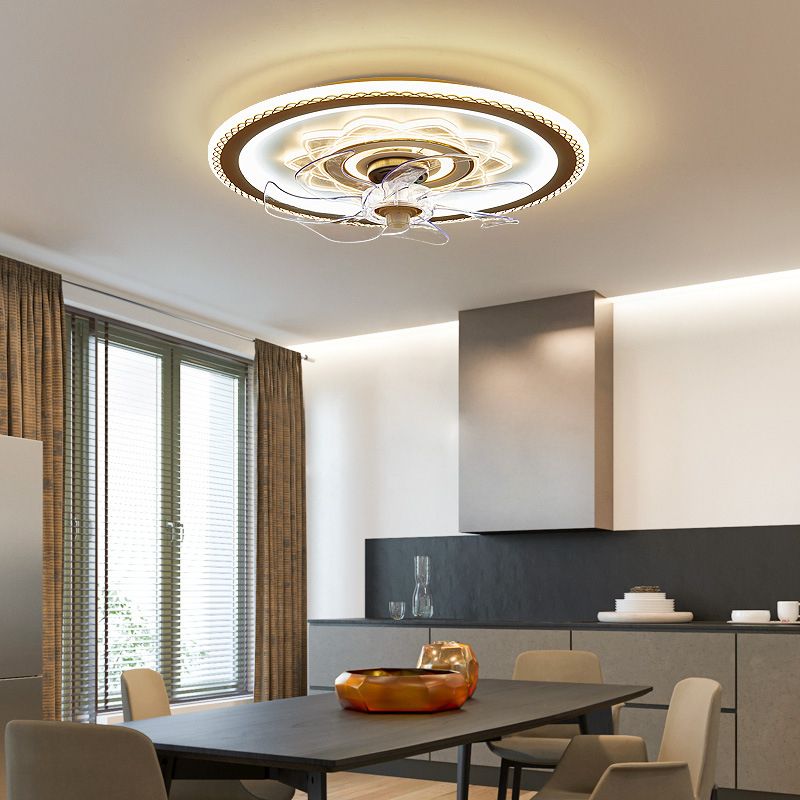 7-Blade Ceiling Fan Contemporary Metallic Fan with Light for Home