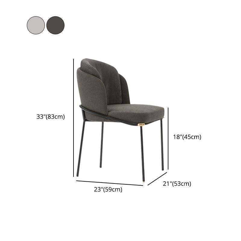 Contemporary Dining Fabric Side Chair Metal Dining Armless Chair