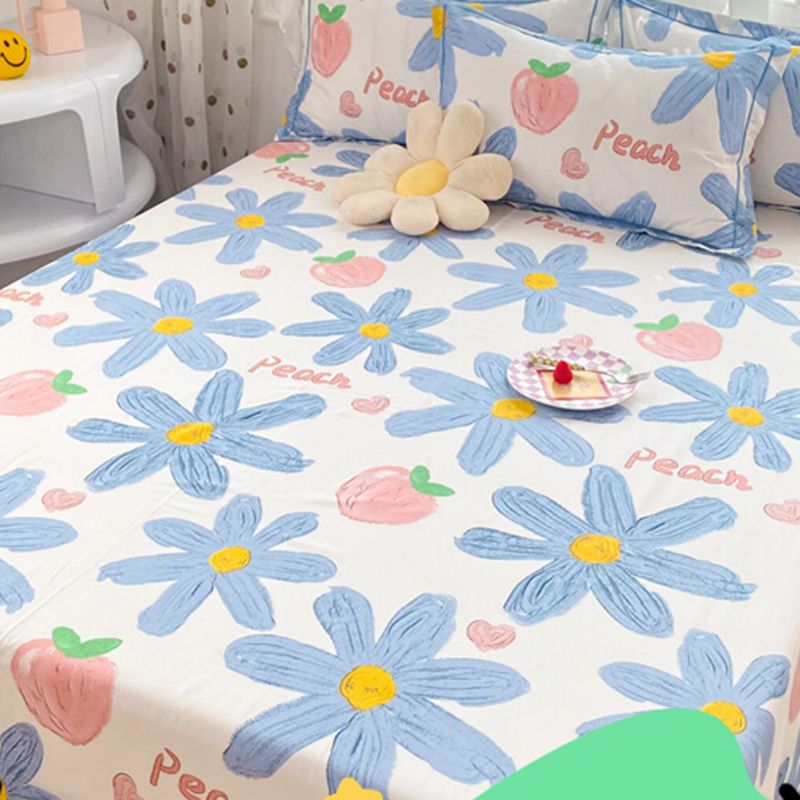 Cotton Bed Sheet Set Floral Modern Breathable Pillowcase For Bedroom