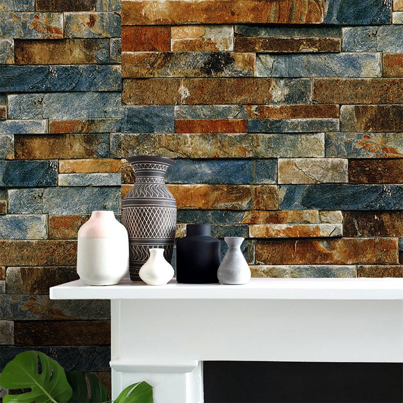 Multicolored Brick Wallpaper Peel off Industrial Bedroom Wall Covering, 19.5' x 17.5"