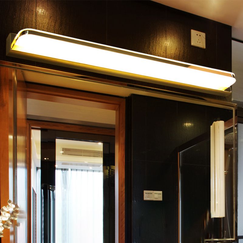 Lineaire moderne ijdelheid licht metaal metalen led spiegel licht voor badkamer in zilver