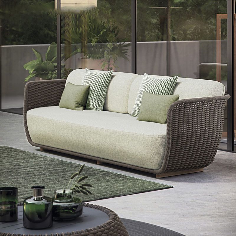 27"H Contemporary Patio Sofa Wood Water Resistant Outdoor Patio Sofa