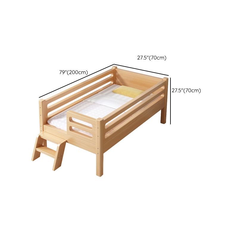 Solid Wood Baby Crib Modern Beech Nursery Bed with Guardrails