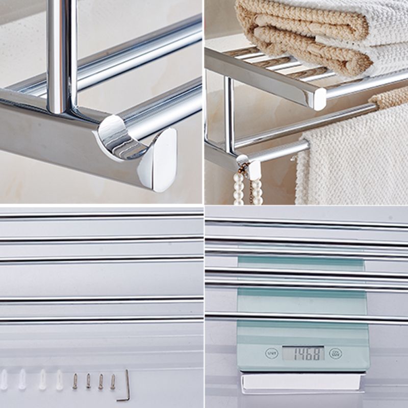 Contemporary Bathroom Accessories Hardware Set In Silver Metal