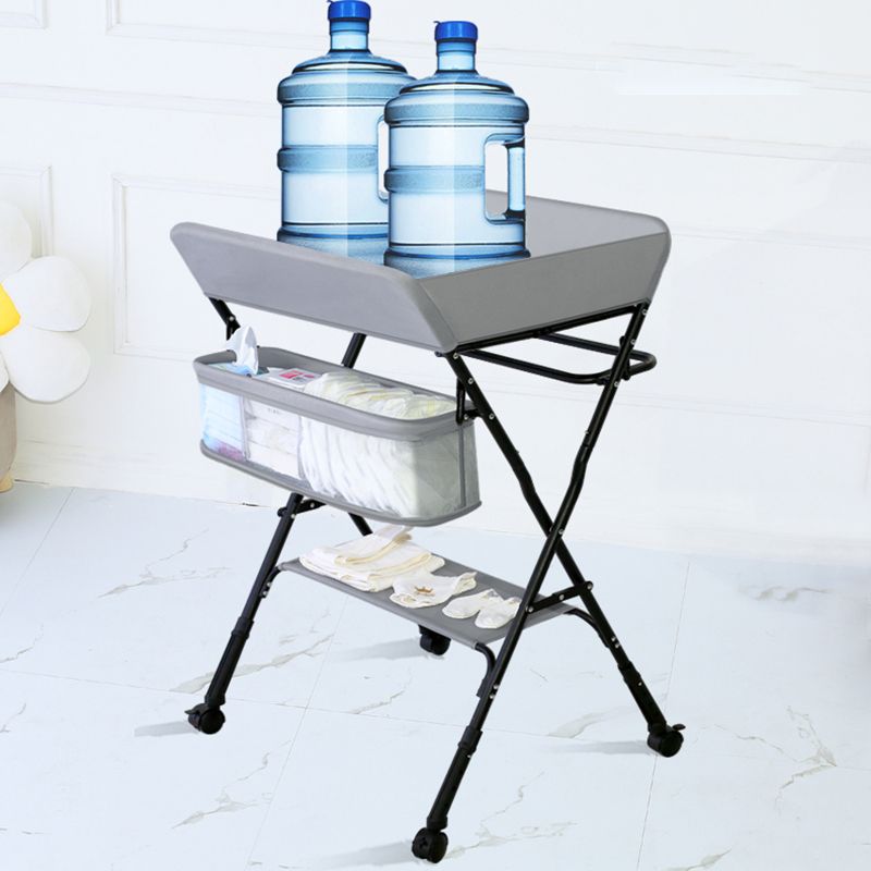 Modern Metal Changing Table 2-in-1 Baby Changing Table with Basket