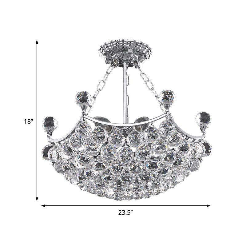 Chrom Dome Chandelier Light Contemporary 12 Lights Facet Crystal Ball Plafond Light for Dining Room