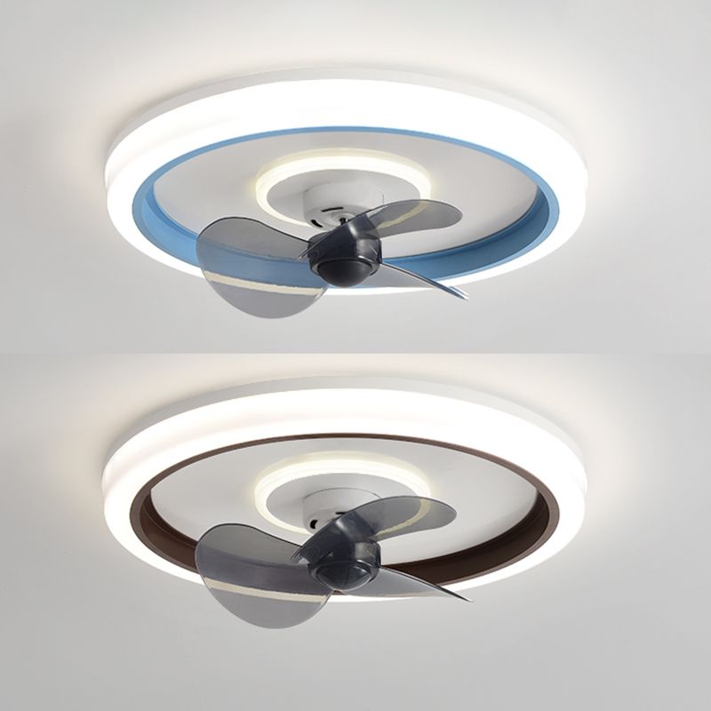 Ventola a soffitto in metallo a forma rotonda in stile moderno a 2 luci lampada a ventola del soffitto