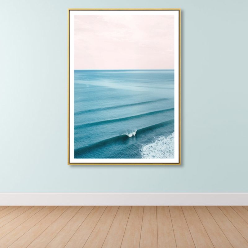 Tropical Canvas Print Blue Photographic Sea Surface with Waves Wall Art for Living Room
