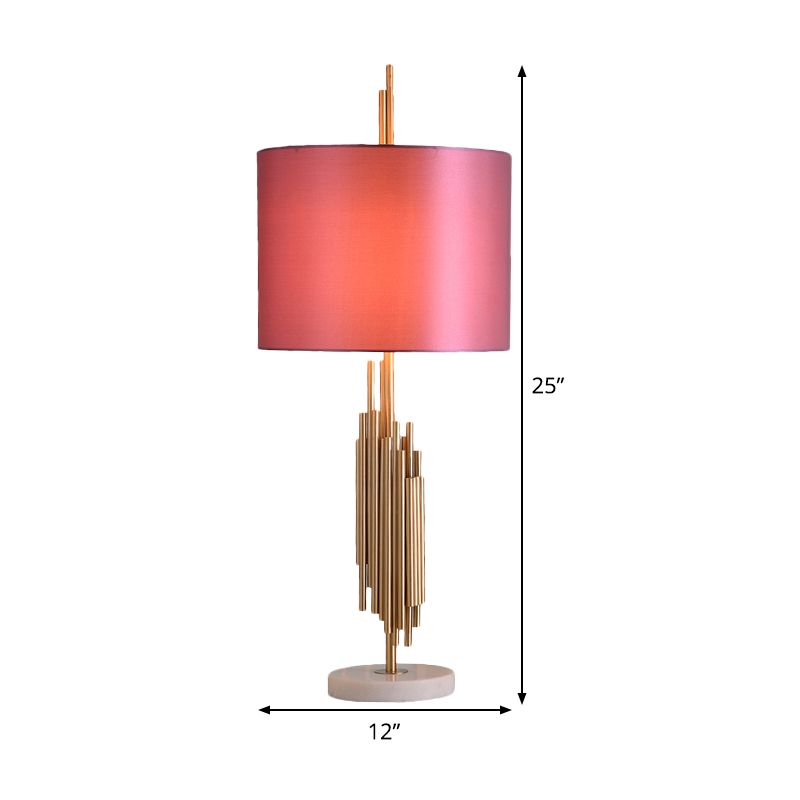 Lampada da comodino a sfumature dritti Tessuto modernismo 1 lampadina di lettura Luce in rosa