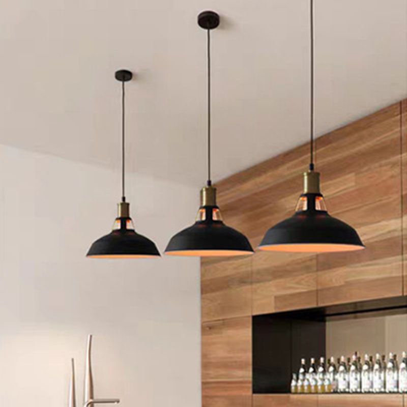 1-Light Metal Truncated Barn Shade Hanging Lamp Vintage Industrial Commercial Pendant Lighting