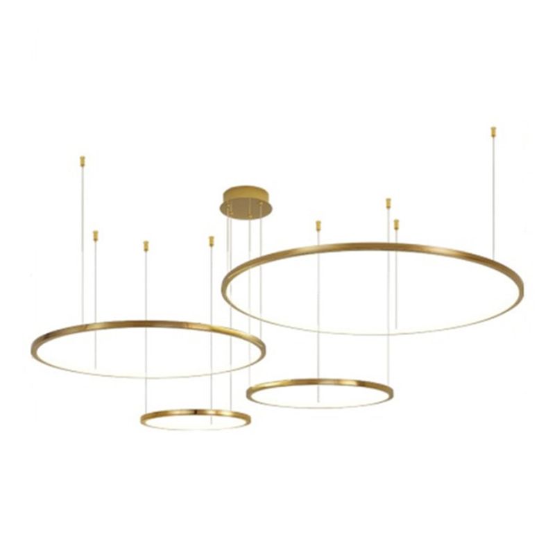 Stainless Steel Golden Chandelier Light Circle Simple Chandelier Lamp