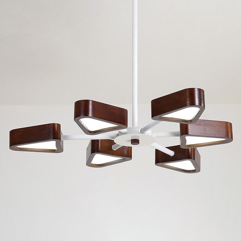 Wooden Sputnik Pendant Light in Modern Concise Style Wrought Iron Ceiling Light for Living Room