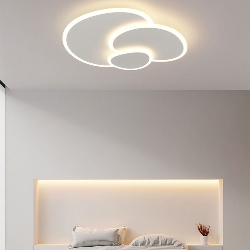 3 - Light LED Flush Mount in Matte White Contemporary Iron and Acrylic Ceiling Flush