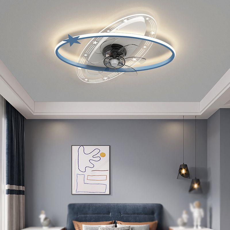 Nordic Style Geometric Fan Light Metal LED Flush Mount Light for Bedroom