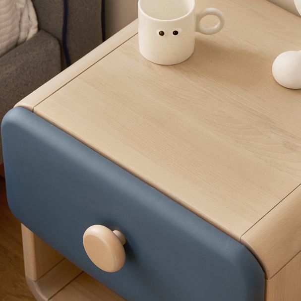 White and Blue Bedside Table for Nursery Wooden Kids Bedside Table