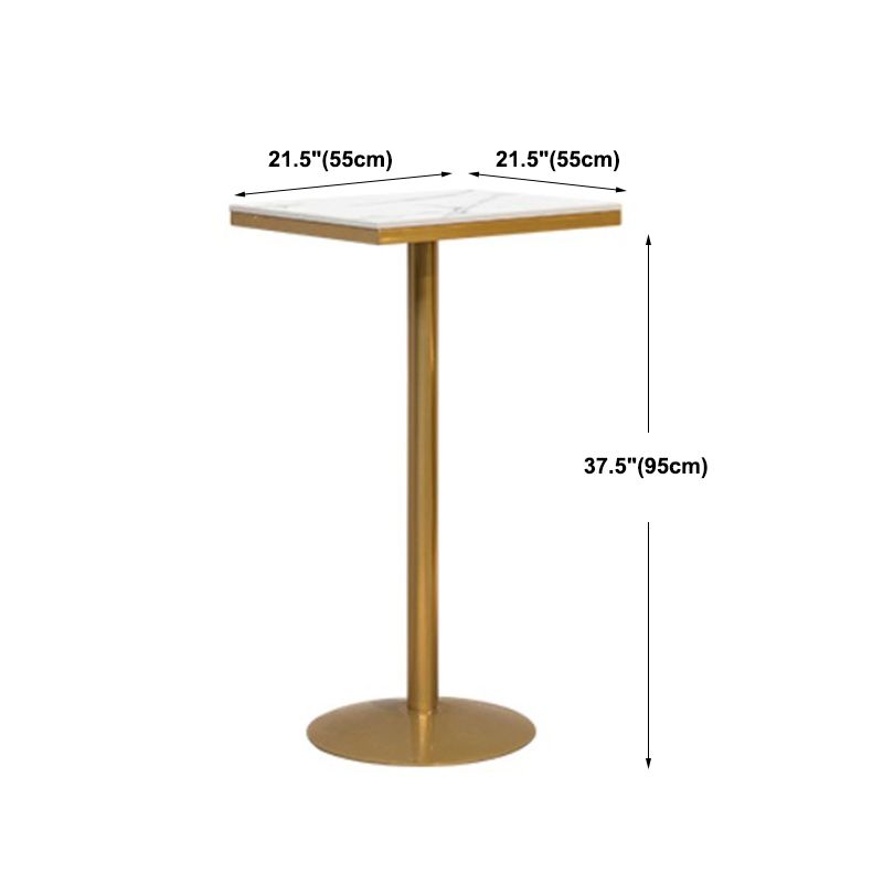 Artificial Marble Bar Table Glam Style Gold Base Bistro Table for Coffee Shop