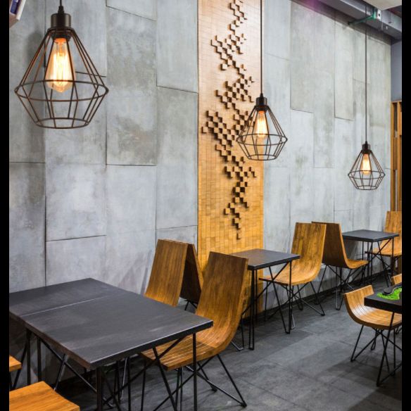 Zwarte kooi hangend plafondlicht industriële stijl metalen restaurant hangend licht