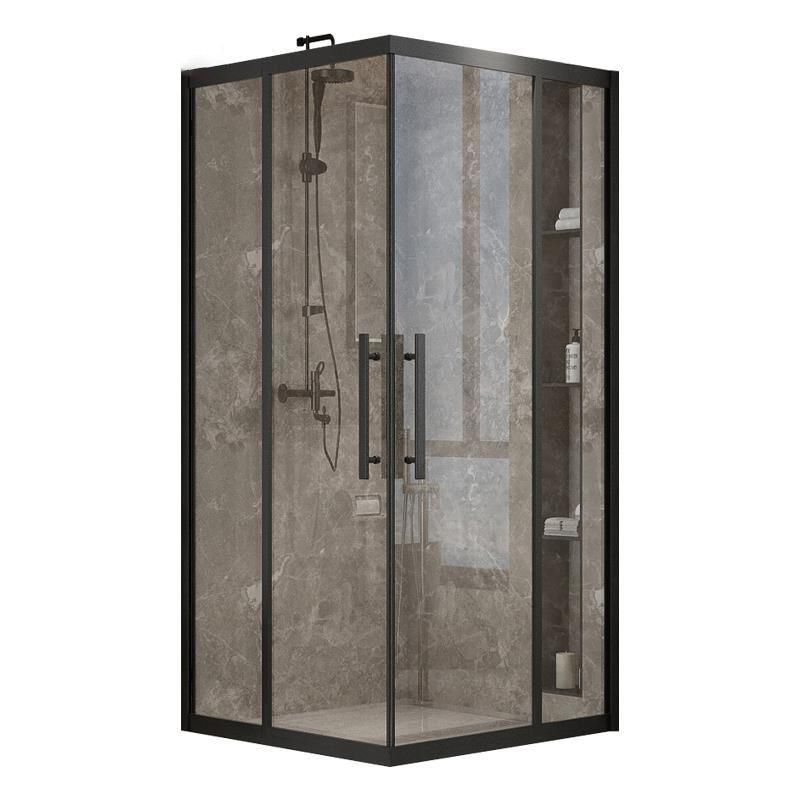 Framed Double Sliding Shower Enclosure Square Matt Black Shower Enclosure