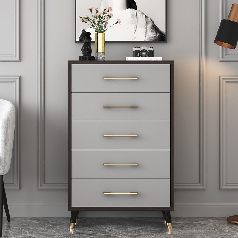 Classic Glam Wood Dresser Gray Soft-Close Drawers Storage Chest