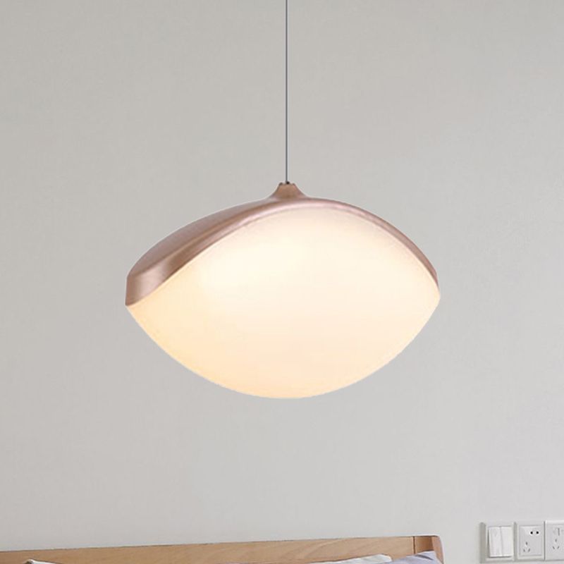 Elliptical Pendant Ceiling Light Contemporary Metal LED White/Champagne Gold Suspension Light