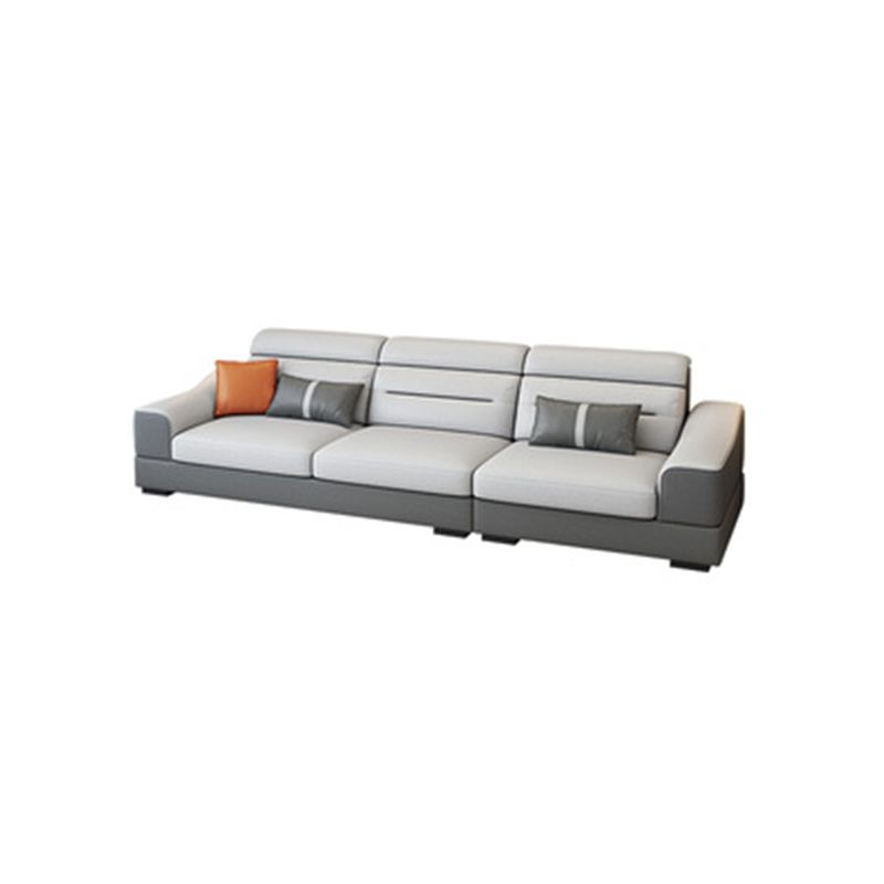 Contemporary Faux Feather Sofa & Chaise with Pillows for Living Room