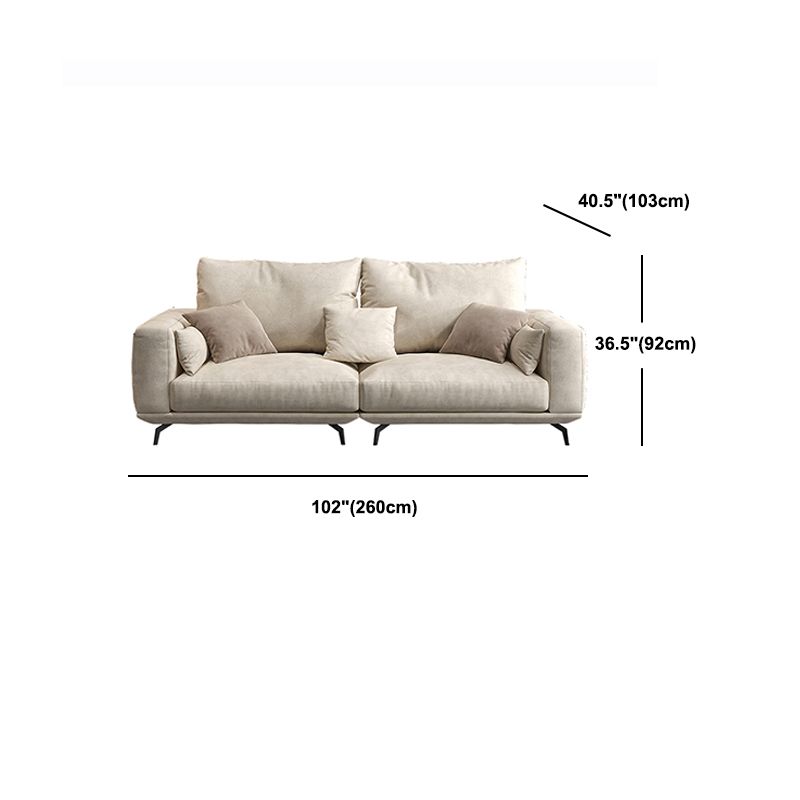 Contemporary White Faux Leather Sofa & Chaise Loose Back Sofa - 36.22" H