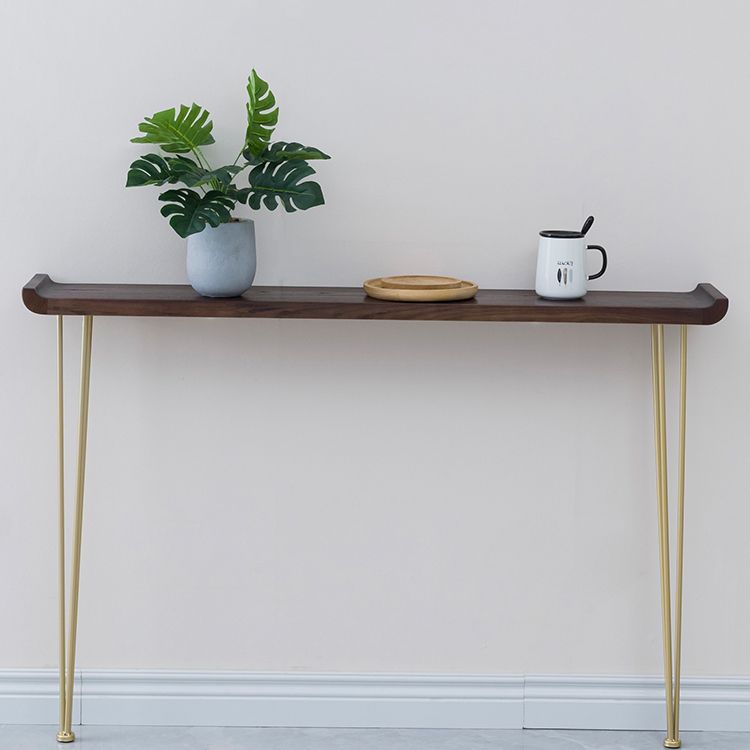 Rectangle Wood Console Table Ironcraft Frame Accent Table,Mid-Century Modern