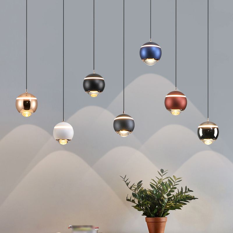 Postmodern Aluminum Pendant Light Globe LED Hanging Pendant for Bedroom