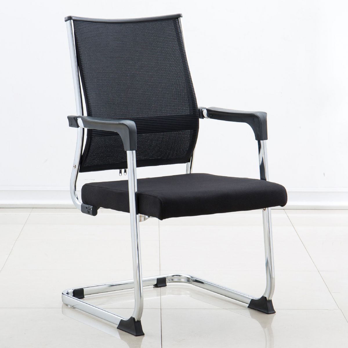 Mid Back Home Office Chair Mesh Seat and Back No Wheels Conference Chair