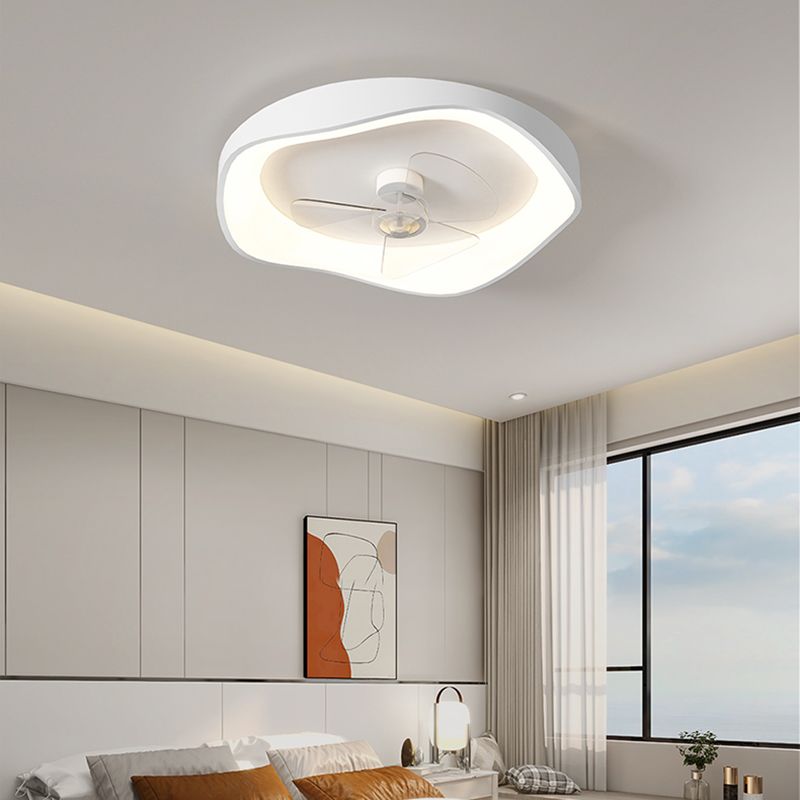 Geometric Shape Metal Ceiling Fans Modern Style 1-Light Ceiling Fan Fixtures in White